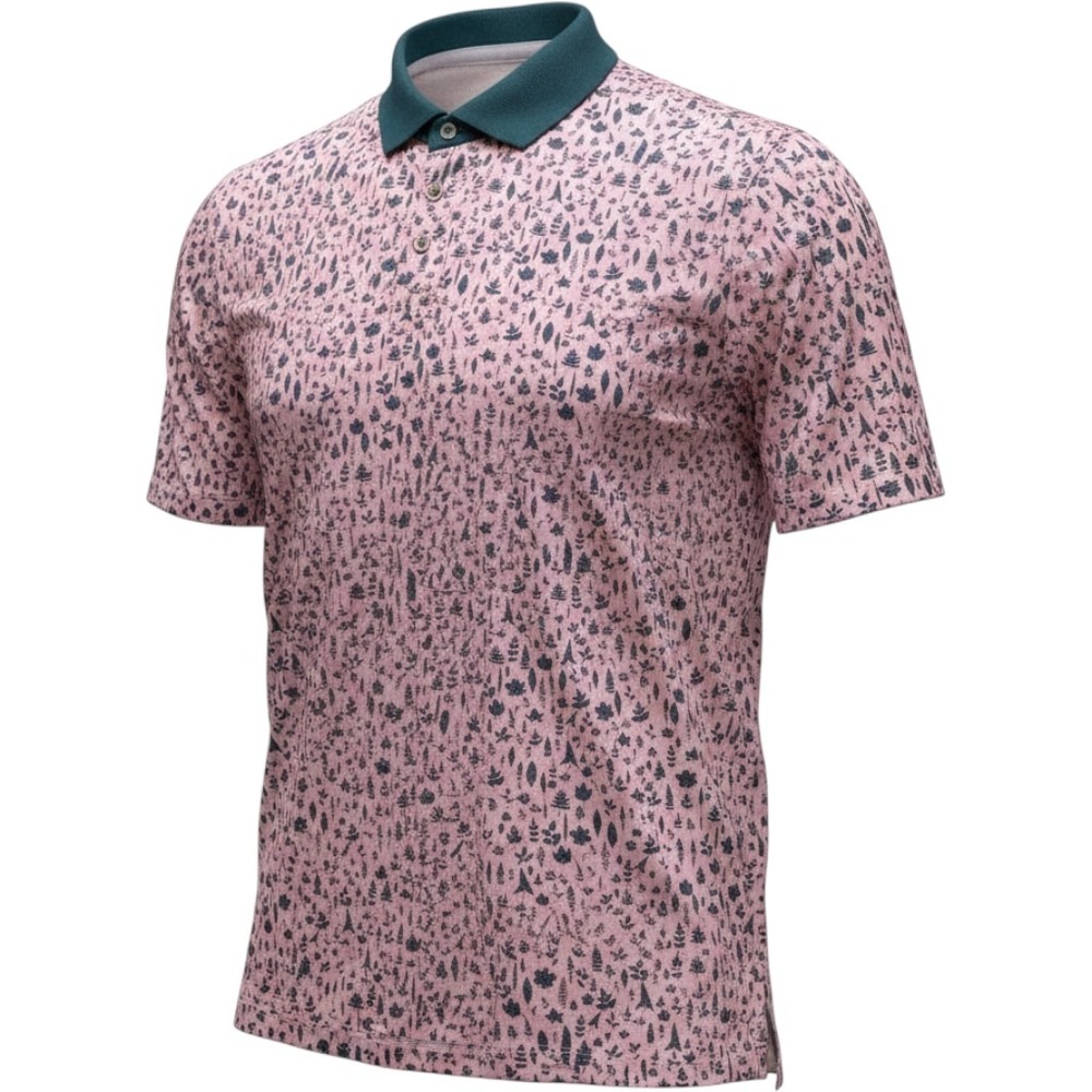Greyson Performance Golf Polo Shirt Sz Large Pink Magical Ferns Mauve Mist